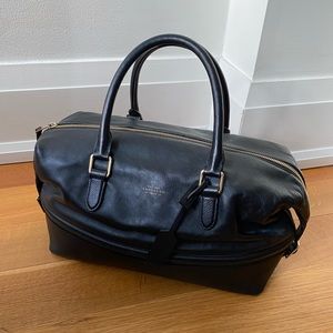 Smythson Bond Street Black Leather Bowler Bag